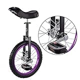 HWF Einrad 16 Zoll Kinder Einrad, Balance Exercise Fun Bike mit Bequemem Sitz & Skidproof Wheel, für Kinder Von 9-14 Jahren, Lila