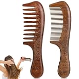 2 Stück Multifunktionaler Haarkamm Aus Holz, Walnut Hair Comb, Antistatisch Bequem Glätten Holzkamm, Für Dicht Feines Langes Haar Kamm Massage Langlebig Natur Bartkamm Damen Und Herrenals Geschenk.