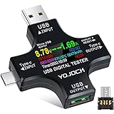 YOJOCK USB-Multimeter USB C Meter Strom und Spannung 3,6-32 V 0-5,1 A Testen 2 in 1 Voltmeter Amperemeter Kapazität Stromversorgung Wattmeter Ladegerät Detektor mit OTG-Adapter