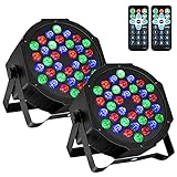 Litake LED Par Strahler, RGB 36 LED Bühnenlicht Scheinwerfer 2 Stück Discolicht Partylicht Fernbedienung DMX Ton Aktivierter für Stage DJ Party Show Bar Halloween Weihnachten