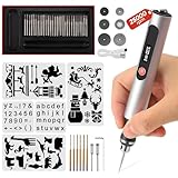 51PCS Elektrischer Gravierstift, USB Wiederaufladierbar Gravur Werkzeug Kit, 25,000 U/min Einstellbar, Kabellos Mini Gravierwerkzeugsatz mit Gravurzubehör für Schmuck Holz Stein Kunststoff Glas