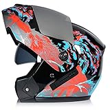 RUYICZB Klapphelme Jet Helm Fashionhelm Motorradhelm ECE Genehmigt Bestehen Sie den Kollisionstest, um die Verkehrssicherheit zu Gewährleisten,Rot,XL 60/61cm