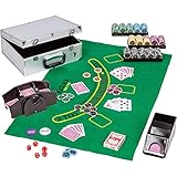 GAMES PLANET Ultimate Pokerset Deluxe, 300er BZW. 600er Edition, 12 Gramm METALLKERN Laserchips, Poker Decks, Alu Pokerkoffer, Kartenmischer, Kartengeber, Würfel, Dealer Button, Pokerchips, Jetons