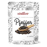 vinativo Schwarzer Pfeffer - ganz - 1kg - Premium Qualität - schwarze Pfefferkörner für die Mühle geeignet