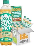 KOMBUCHERY® Orange Raw Kombucha BIO | 18 x 400ml | Fermentierter Tee mit lebenden Darm-Kulturen | Zuckerarm & Kalorienarm | Unpasteurisiert, Probiotisch, Vegan, Testsieger