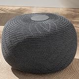 ENGLISH HOME Pouf Hocker, Rund Sitzpouf, Sitzhocker, Sitzpuff, Fußhocker, Strick Puff Hocker für Wohnzimmer, Schlafzimmer, Strickhocker Pouf, 37 x 50 cm, Anthrazit