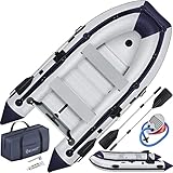 KESSER® Schlauchboot 3,20 m für 4 Personen - Wave Motor geeignet Freizeitboot Paddelboot Motorboot Angelboot - mit 2 Sitzbänken - Alu-Boden Paddel Pumpe Reparaturset & Tasche aufblasbar PVC, Grau