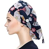 OP-Haube Unisex OP-Kappe Medizinische Kappe Bedruckte Füllig Turban Hut Verstellbare Füllig Haarabdeckung Unisex Doktor Kappe Baretthauben mit Schweißband für Arbeiterin Körperpflege Bedarf(A7)