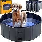 Großer Faltbarer Hundepool 100x30 cm – Rutschfester Gartenpool mit Ablaufventil – 230L Fassungsvermögen – ideal für 1-2 Hunde