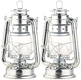 Lunartec Öllampen: 2er-Set Nostalgische Petroleum-Sturmlaternen mit Glaskolben, verzinkt (Öllaterne, Oellampe, feuerfest)