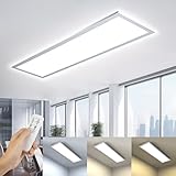 OTREN LED Deckenleuchte Panel 100x25CM, Dimmbar Deckenlampe Flach mit Fernbedienung, 36W 3200LM Rechteck Tageslicht Deckenpanel für Wohnzimmer Büro Werkstatt Schlafzimmer, 3000K-6000K