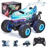 Ltteaoy Ferngesteuerte Autos Monster Truck für Kinder 360°Rotating RC Auto Spielzeug für 3 Jahre alt Jungen Shark Off-Road Stunt Fahrzeug mit Flash Light, Musik Junge Mädchen Geschenke für Alter 4 5