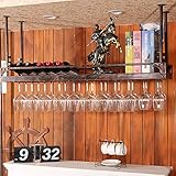 AYVADA Decken-Weinregal, höhenverstellbar, hängendes Lagerregal aus Metalleisen, Weinflaschenhalter, Becher-Stemware-Halter, für Bars/Restaurants/Küchen-Ausstellungsregal (Size : 80cm)