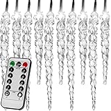 VOLTRONIC 40 LEDs Lichterkette Eiszapfen, innen und außen, IP44, Modell- und Farbwahl, kalt-weiß, Fernbedienung