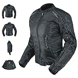 A-Pro Oxford Jacke Damen Textil Protektoren Thermoweste Motorrad Wasserdicht Schwarz M