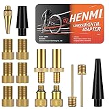 HENMI Fahrradventil Adapter Set, Alle Fahrrad Adapter Französisches Ventil, Autoventil Adapter und Französisches Ventil Adapter mit Sortierbox, Luftpumpe, Ballnadel und Kompressor Ventiladapter