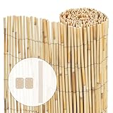 VOUNOT Schilfrohrmatte Verstärkt 100x300 cm, Schilfmatten Sichtschutz, Windschutz & Sonnenschutz, Schilfmatte für Garten, Balkon, Terrasse, Balkonsichtschutz, Gartensichtschutz