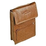 GoBago großer Brustbeutel Leder Brusttasche Reisepass Umhängebeutel für Reiseunterlagen (Natur)