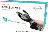 EUROPAPA® 200x Einweghandschuhe Nitrilhandschuhe puderfrei Untersuchungshandschuhe EN455 EN374 latexfrei Einmalhandschuhe Handschuhe in Gr. S, M, L & XL verfügbar (M, Schwarz)