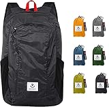 4Monster Faltbarer Rucksack Ultra Leicht, Unisex Tagesrucksack Outdoor, Wasserdichter Wanderrucksack für Camping Wandern Reisen Sport Klettern Radfahren (Schwarz, 16L)