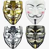 Atsmoce® 4 Stück Anonymous Maske, V wie Vendetta Mask, Game Master maske für Kostüm Cosplay Party Erwachsene/Kinder Unisex, Fancy Halloween, Karneval Accessories, Weiß