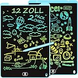 2 Pack LCD Schreibtafel Bunte, 12 Zoll Zeichentafel LCD Writing Tablet mit Sperr-& Löschfunktion, Augenschutz-Kritzelblock, Spielzeug & Geschenke für Kinder 3-12 Jahre zu Hause, Schule - Blau