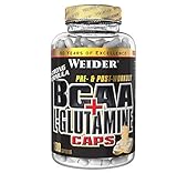 WEIDER BCAA Kapseln mit Glutamin, Aminosäuren Kapseln hochdosiert, Amino Komplex für Fitness, Bodybuilding u. Krafttraining, Essentielle Aminosäuren für den Muskelaufbau, 180 Kapseln