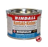 Kontaktkleber BINDALL 200 g - Bindulin Profipack hell Neoprenkleber wasserfest geruchsarm für Neopren Holz Glas Leder Keramik Filz Gummi Plexidur. temperaturbeständig +70°C - Reparatur