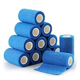 Wozzies 12 Rollen Selbstklebender Verband Bandage, 10cm x 4,5m Verband Selbstklebend, Pflaster Rolle Verbandsmaterial, Elastische Binde Kohäsiver Verband für Handgelenk,Vet Wrap, Knöchel, Hund, Pet