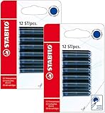 STABILO Tintenpatrone - Schreibfarbe blau (löschbar) (24 Patronen/Blau)