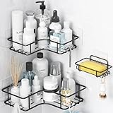 Yeabett Duschregal 3er-Pack, Eck-Badezimmeraufbewahrung ohne Bohren, rostfreies Edelstahl-Badezimmerzubehör, Schwarz