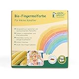 GRÜNSPECHT Bio-Fingermalfarbe, Hergestellt in Deutschland, Fingerfarben Set für Kinder, 4 Farben aus natürlichen Rohstoffen, cremig, gelb, rot, grün, blau (691-00)