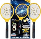 2er-Pack Elektro Fliegenklatsche, Elektrische Fliegenfalle, Mückenvernichter – Zapping-Schläger für drinnen und draußen zur Schädlingsbekämpfung – sicher zu berühren, mit 3-lagigem Sicherheitsnetz