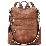 WESTBRONCO Leder Rucksack Damen Freizeitrucksack Reise Handtasche 2 in 1 Schultertasche Casual Daypacks 01-Braun