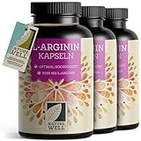 L-Arginin 1080 Kapseln vegan - mit 6000 mg L-Arginin aus pflanzlicher Fermentation (davon 6000mg reines L-Arginin) je Tagesdosis - Ohne Zusätze - laborgeprüft mit Zertifikat - 100% vegan - 3x360 Kaps.