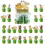 Tortendeko König der Löwen, 25PCS Lion King Kuchen Deko, Dschungel Tortendeko, Cupcake Toppers Happy Birthday, The Cartoon Kuchen Dekorationen, für Kinder Themenparty Birthday Party Dekoration