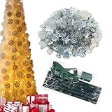 Künstlicher Weihnachtsbaum, 150 cm/59 Zoll natürlicher Weihnachtsbaum, realistische Baumdekorationen mit Schneeflocken für den Innen- und Außenbereich Urlaub Dekorationen