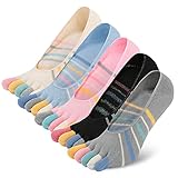 Damen Zehensocken unsichtbare Sneakersocken Frauen Fünf Finger Socken Laufende Socken aus Baumwolle, 4/5 Paare