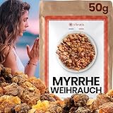 VIBRATIS Weihrauch Myrrhe Natural 50g - Reine Weihrauchkörner zur Reinigung und Meditation - Arabische Räucherstäbchen von höchster Qualität - Versöhnung, Glück, Gesundheit und Reinigung von Orten