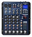 CMX Audio MX6U Professional 6-Kanal-Mischpult, eingebauter DSP-Prozessor, 3-Band-EQ, 48 V Phantomspeisung, integrierter MP3-Player, USB- und SD-Eingang