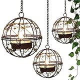 Solarlaterne – Laternen aus Metall, Solar, 3 Stück, mit hohlem Design | dekorative Lichter für den Außenbereich, wasserdicht, für Hof, Garten, Terrasse, Geburtstag, Weihnachten, Hochzeit, Geschenk