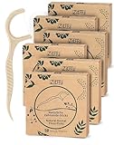 300 Stk. Zahnseide Sticks Nachhaltige Dental Floss Plasktikfrei Zahnseidesticks für Zahnzwischenraumreiniger Natur Zahnsticks für Zahnreinigung - 6er Vegan ungewachste Zahnseide mit Zahnstocher
