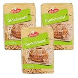 Dinkelmehl Type 630 von Frießinger Mühle, für den Backofen, 3x1kg, Holzofen oder Brotbackautomaten.