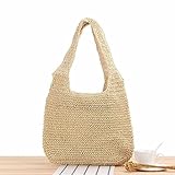 SHTGOI Strohbeutel Geflochtene Stroh Handtasche Strand Korbtaschen Strohtaschen Umhänge Boho Strandtasche Sommer Schultertasche für Damen Draussen Einkaufen Reise Casual Crossbody Tasche Beige