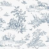 CiCiwind Selbstklebende Tapete 44×300cm Vintage Blumen Tapeten Weiß Blau Möbelfolie Selbstklebend Wasserdicht Klebefolie Verdicken Vinyl Folie für Wand Schränke Möbel Dekor