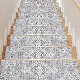Homcomodar 15PCS Stufenmatten Innen 76x20cm Vintage Treppenstufen Matten,Rutschschutz Treppenteppich für Holzstufen,Gummirücken Stufenteppich Selbstklebend Teppich für Treppenstufen(Grau)