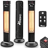 TRESKO Infrarot Stand-Heizstrahler 2000W mit Fernbedienung | Wärmestrahler Terrasse elektrisch mit 3 Heizstufen | Terrassenstrahler Innen & Außen | Infrarotstrahler mit LED-Anzeige