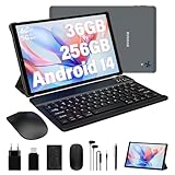 RUSHAR Tablet 10.4 Zoll Android 14 mit 36GB RAM+256GB ROM (2TB TF),Octa-Core,13MP+8MP,8000mAh,2000 * 1200 IPS-Display,4G LTE/5G WiFi,Dual SIM/GMS/GPS/Type-C,Tablet mit Tastatur Maus Stift,Grau