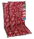 GO-DE Textil Bequeme und attraktive Polsterauflagen für Hochlehner-Gartenstühle (2er-Set, Design: Floral Rot)
