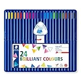 STAEDTLER 157 SB24 ergo soft Buntstifte (erhöhte Bruchfestigkeit, dreikant, ABS-System, rutschfeste Soft-Oberfläche, kindgerecht nach DIN EN71) Set mit 24 brillanten Farben